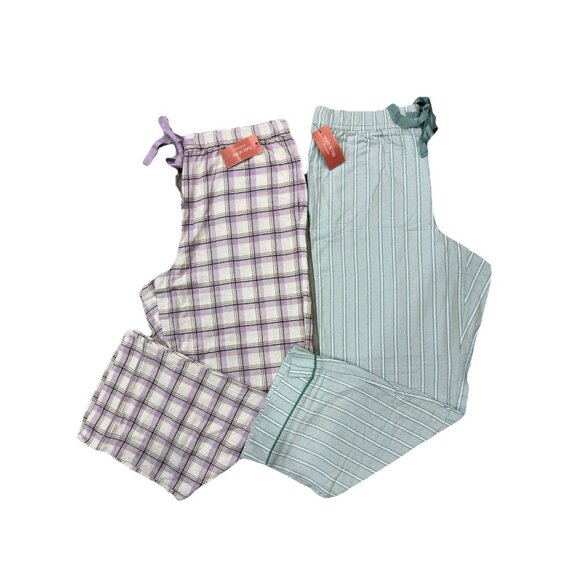 State of Day Women’s Pajama Pants Bundle Plaid Lavender & Mint Stripe NWT - Picture 3 of 5